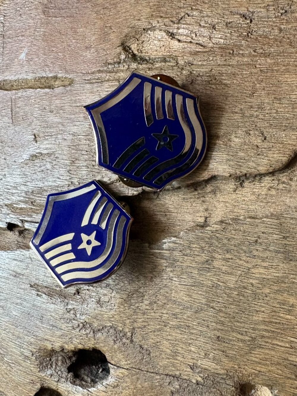 Vintage USAF Air Force Master Sergeant E-7 Clutch Back Collar Rank Pins G-23